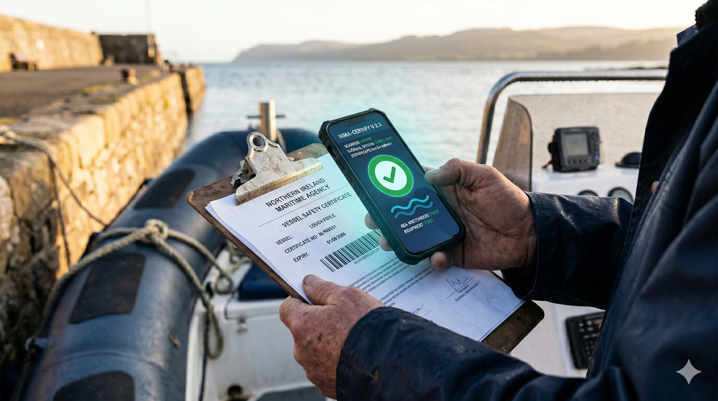 Skipper photographing a vessel safety certificate with CodedOK